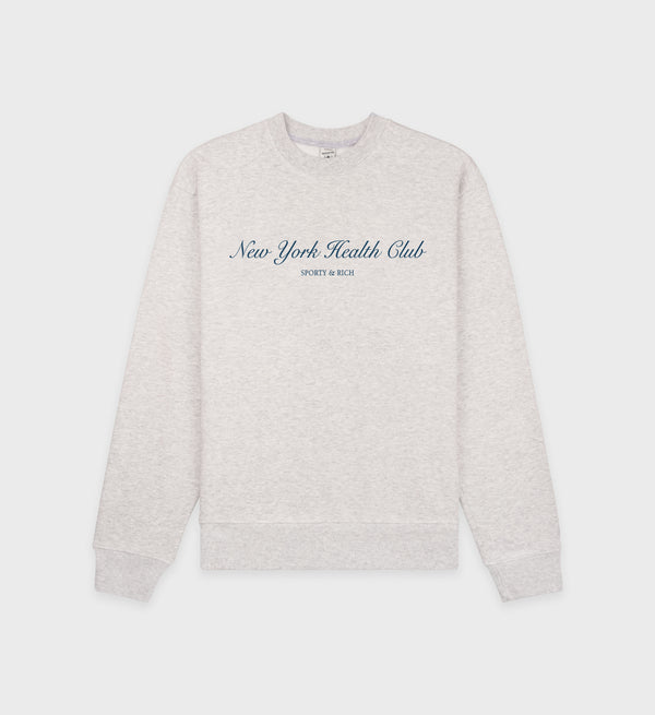 sporty & rich NY Health Club Crewneck - Heather Gray/Navy