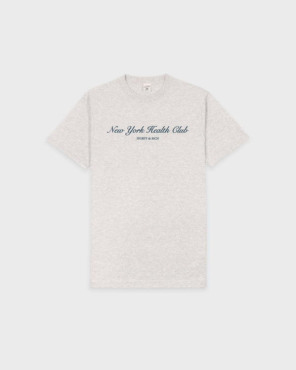 sporty & rich NY Health Club T-Shirt - Heather Gray/Navy