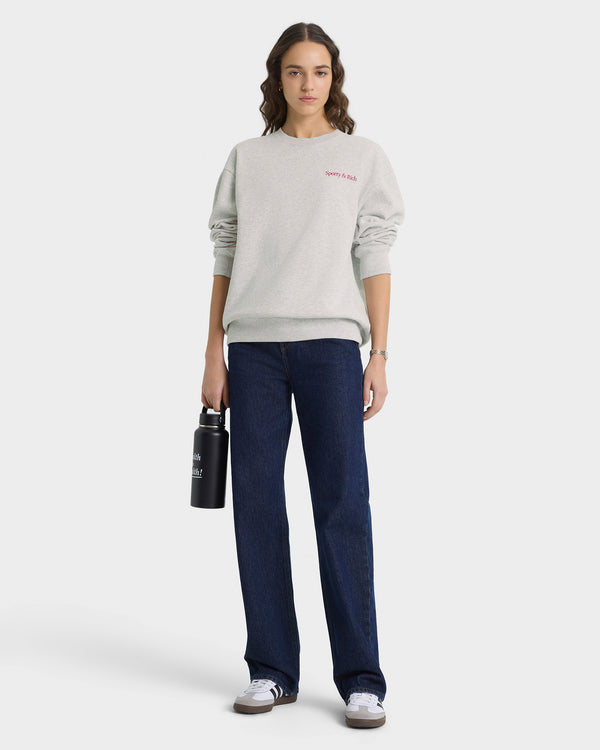 Sporty & Rich NY Motion Crewneck - Heather Gray/Berry/Azure