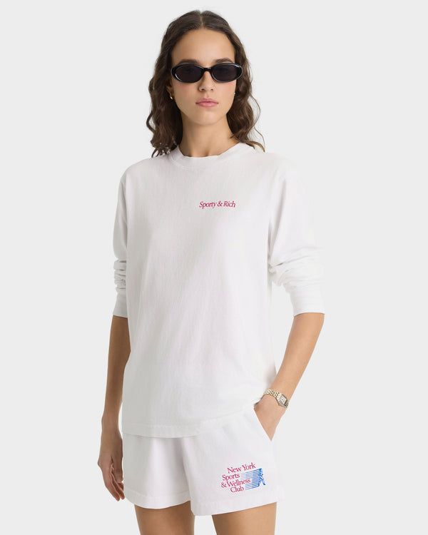 Sporty & Rich NY Motion Disco Short - White/Berry/Azure