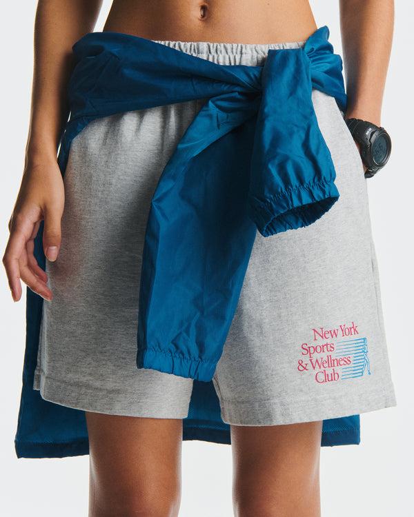 Sporty & Rich NY Motion Gym Short - Heather Gray/Berry/Azure