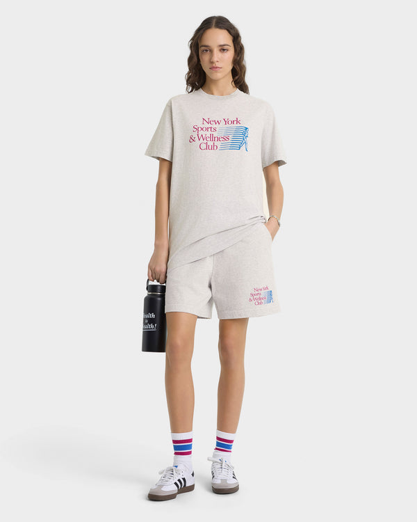 Sporty & Rich NY Motion Gym Short - Heather Gray/Berry/Azure