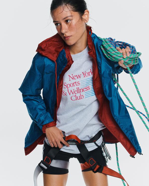 Sporty & Rich NY Motion T-Shirt - Heather Gray/Berry/Azure