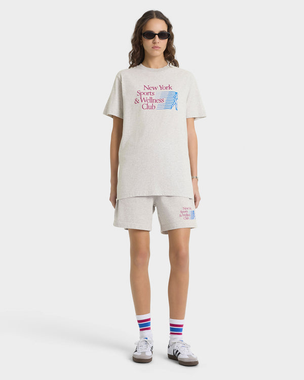 Sporty & Rich NY Motion T-Shirt - Heather Gray/Berry/Azure