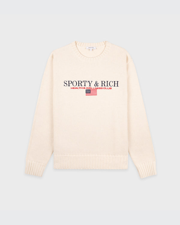 Sporty & Rich S&R Nautical Cotton Sweater Men - Ecru/Navy