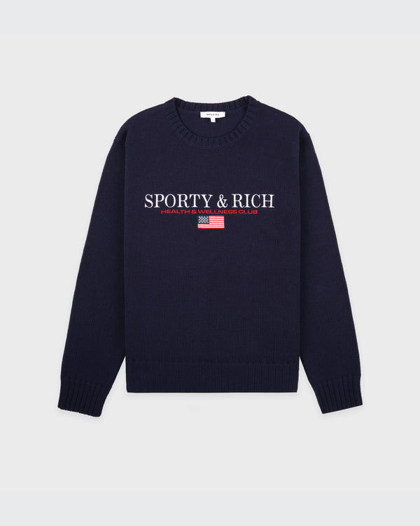 sporty & rich S&R Nautical Cotton Sweater Men - Navy/White/Ruby