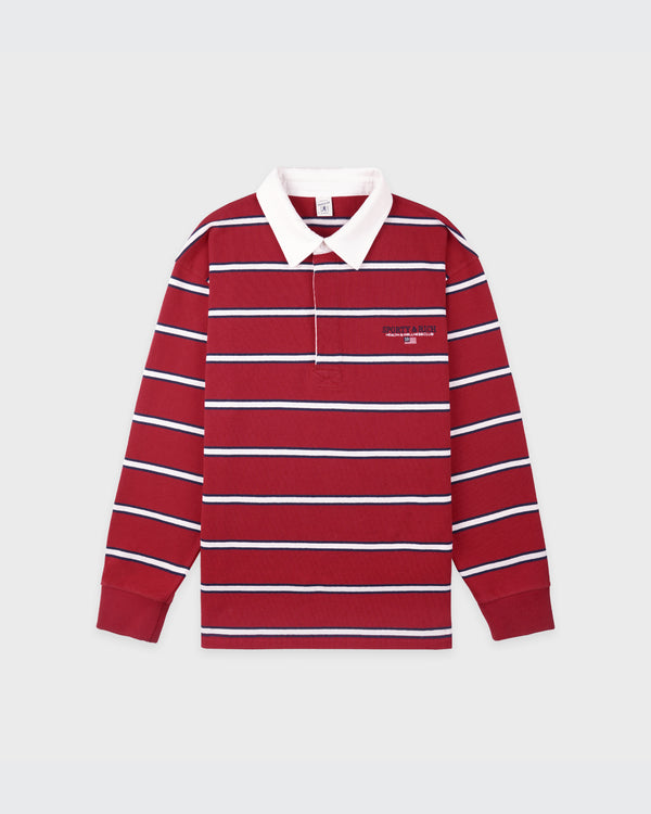 sporty & rich S&R Nautical Rugby Polo Men - Ruby/Navy/White