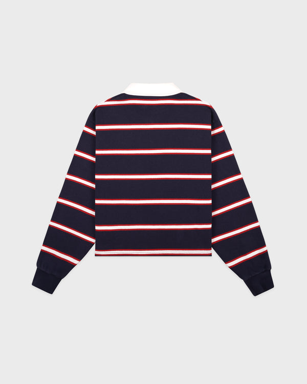 Sporty & Rich S&R Nautical Rugby Polo - Navy/White/Ruby