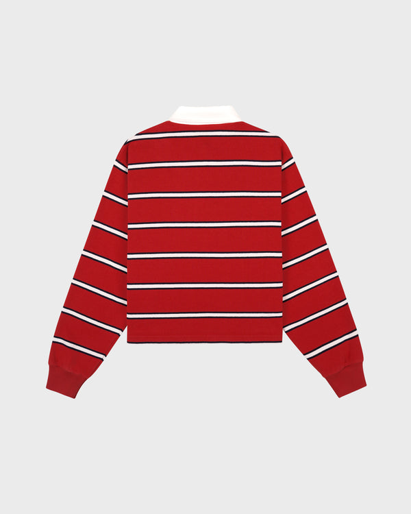 Sporty & Rich S&R Nautical Rugby Polo - Ruby/Navy/White