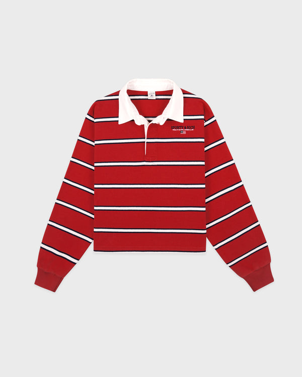 Sporty & Rich S&R Nautical Rugby Polo - Ruby/Navy/White