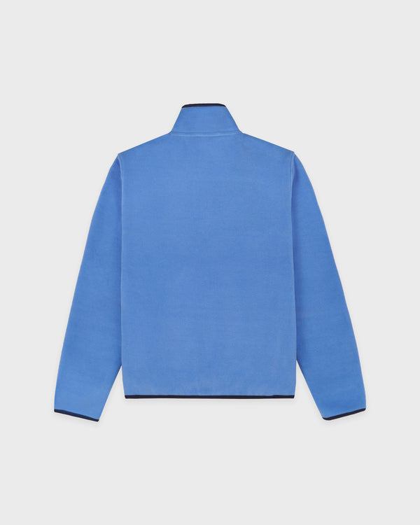Sporty & Rich Serif Logo Buttoned Polar Sweatshirt - Azure/Light Navy