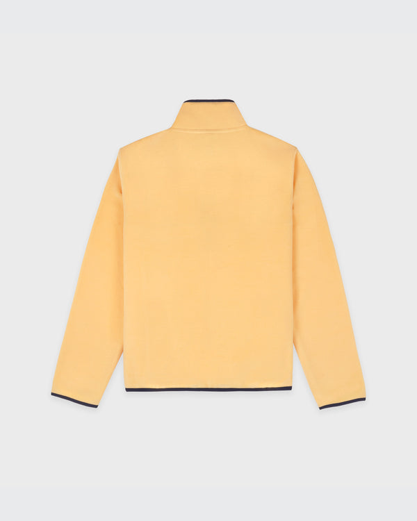 Sporty & Rich Serif Logo Buttoned Polar Sweatshirt - Custard/Light Navy