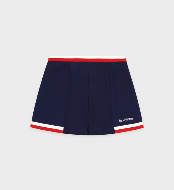 sporty & rich Serif Logo Mila Skirt - Navy/White/Fire Red
