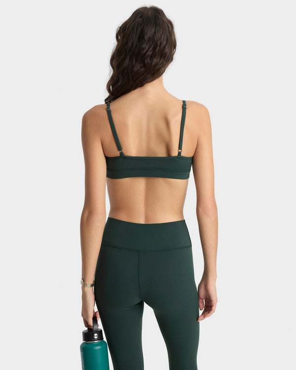 Sporty & Rich Serif Logo Mini Sports Bra - Forest/White