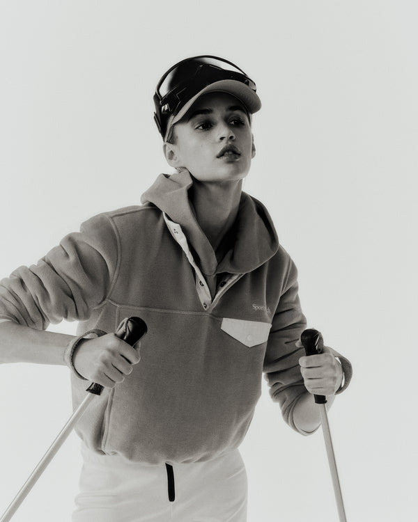 Sporty & Rich Serif Logo Polar Sweatshirt - Spring Green/Cream