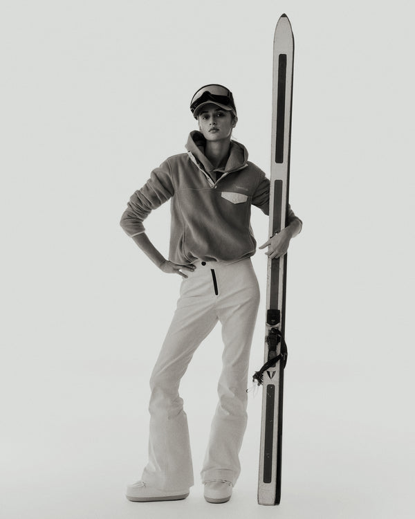 Sporty & Rich Serif Logo Polar Sweatshirt - Spring Green/Cream