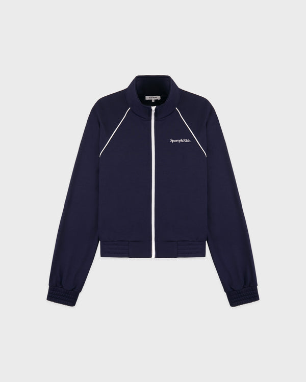 sporty & rich Serif Logo Retro Track Jacket - Navy/White