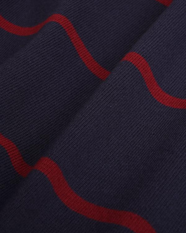 Sporty & Rich Serif Logo Rugby Polo Men - Dark Navy/White/Merlot
