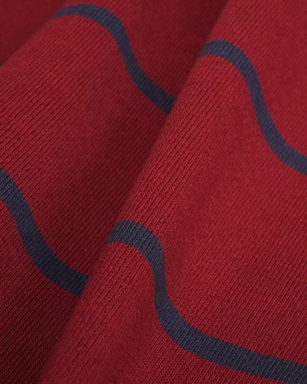 Sporty & Rich Serif Logo Rugby Polo Men - Merlot/White/Dark Navy