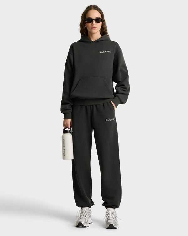 Sporty & Rich Serif Logo Soft Sweatpant - Faded Black/White