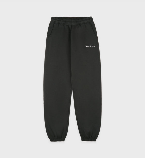 sporty & rich Serif Logo Soft Sweatpant - Faded Black/White