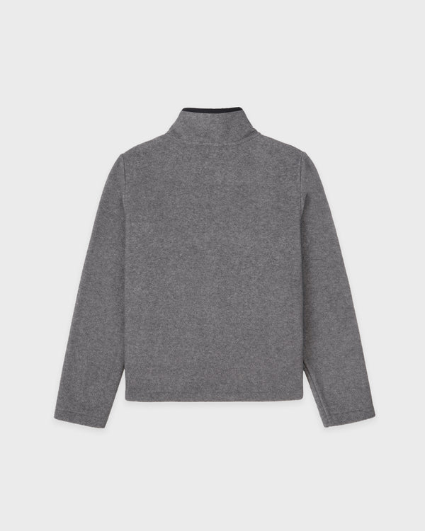 Sporty & Rich Serif Logo Zipped Polar Fleece - Cool Gray/White