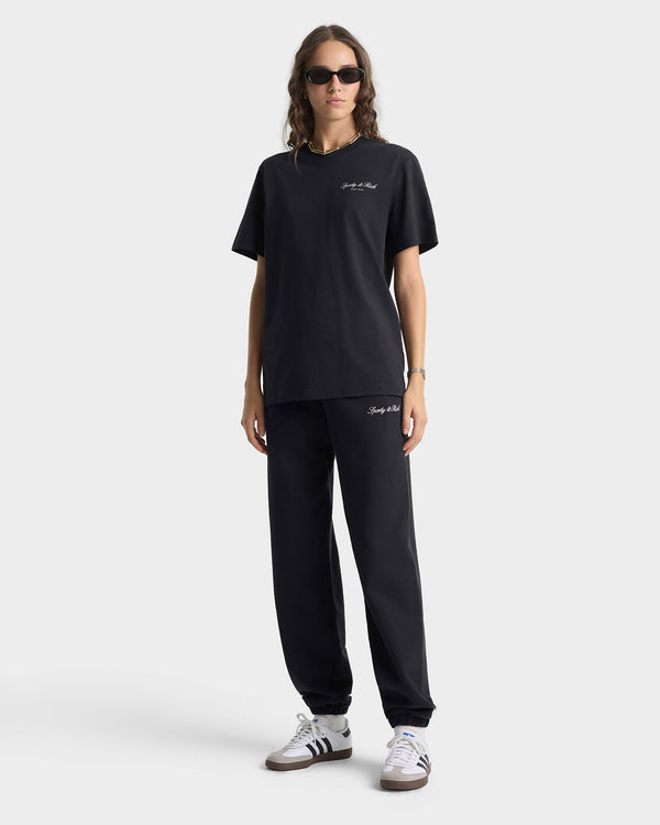 Sporty & Rich Signature Embroidered Sweatpant - Black/White