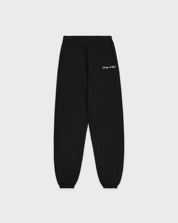 sporty & rich Signature Embroidered Sweatpant - Black/White