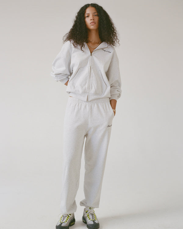 Sporty & Rich Signature Embroidered Sweatpant - Heather Gray/Navy