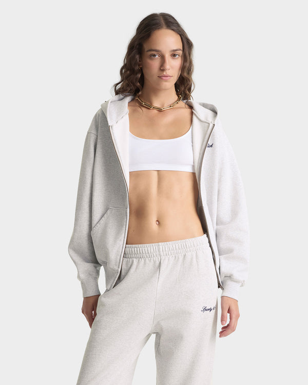 Sporty & Rich Signature Embroidered Sweatpant - Heather Gray/Navy