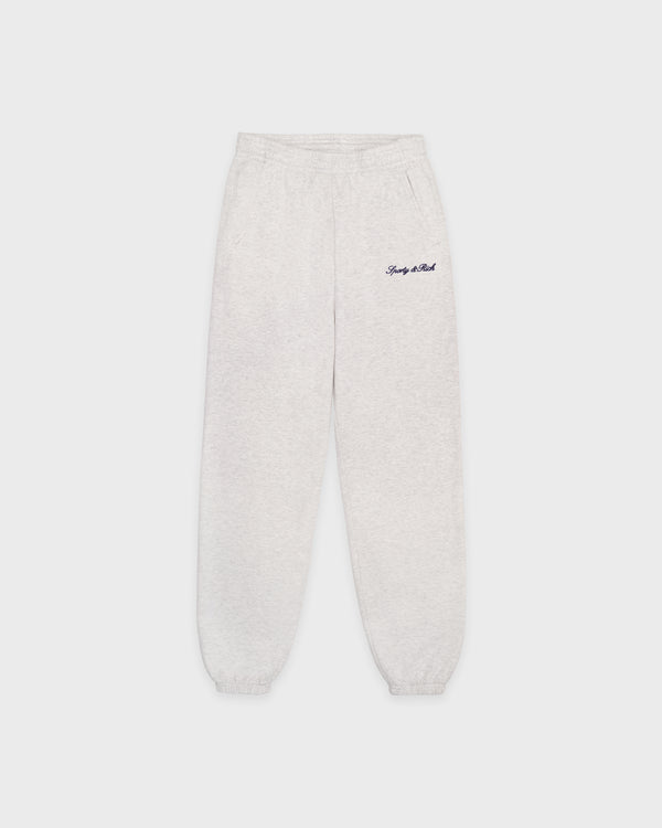 sporty & rich Signature Embroidered Sweatpant - Heather Gray/Navy