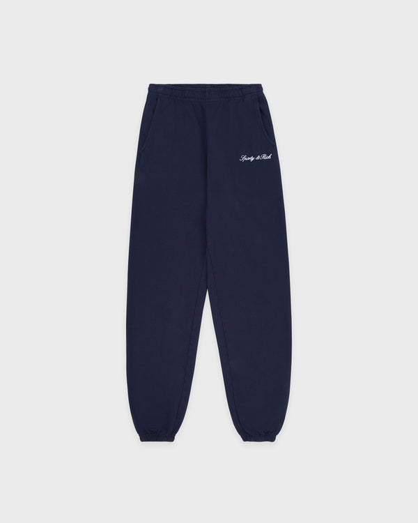 sporty & rich Signature Embroidered Sweatpant - Navy/White