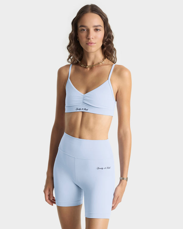 Sporty & Rich Signature Logo Biker Short - Faded Blue/Navy