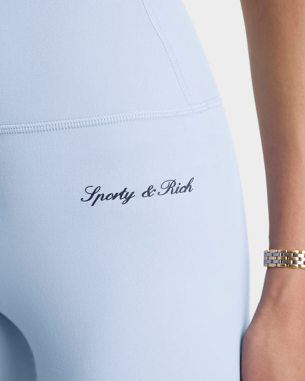 Sporty & Rich Signature Logo Biker Short - Faded Blue/Navy