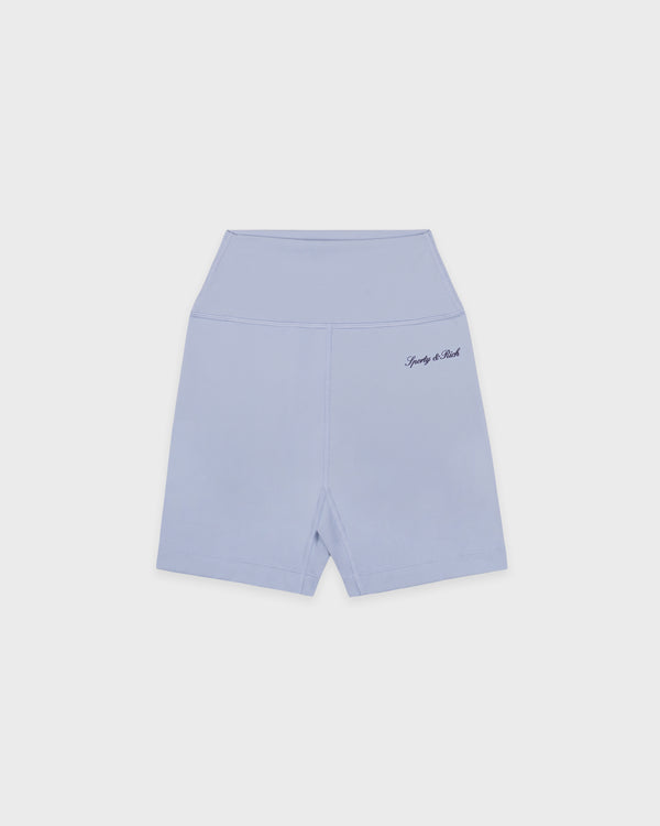 sporty & rich Signature Logo Biker Short - Faded Blue/Navy