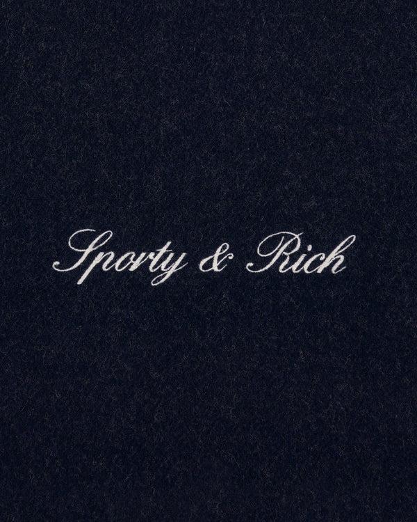 Sporty & Rich Signature Logo Duo Scarf - Light Gray/Navy