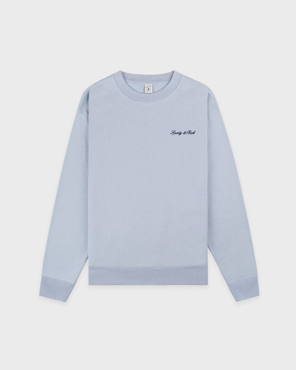 sporty & rich Signature Logo Embroidered Crewneck - Faded Blue/Navy