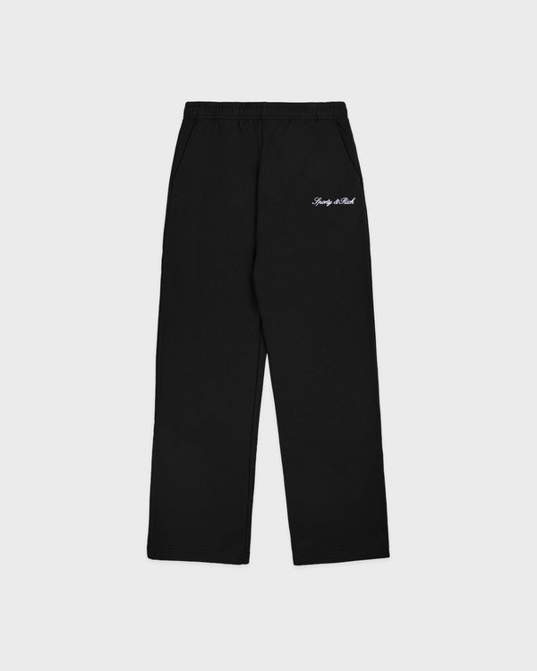 sporty & rich Signature Logo Embroidered Wide Sweatpant - Black/White
