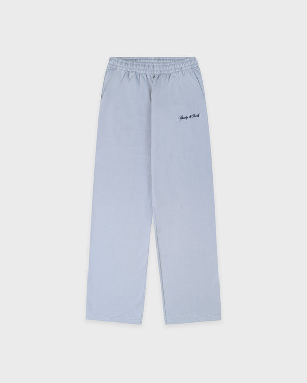 sporty & rich Signature Logo Embroidered Wide Sweatpant - Faded Blue/Navy