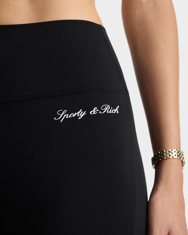 Sporty & Rich Signature Logo Flared Legging - Black/White