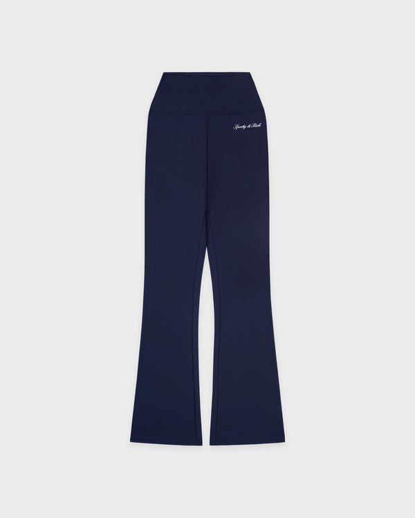sporty & rich Signature Logo Flared Legging - Navy/White