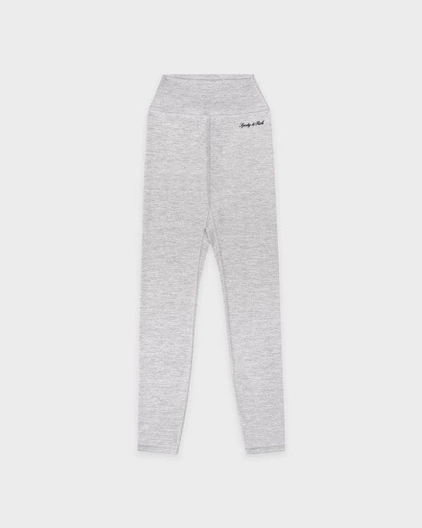 sporty & rich Signature Logo Legging - Heather Gray/Navy
