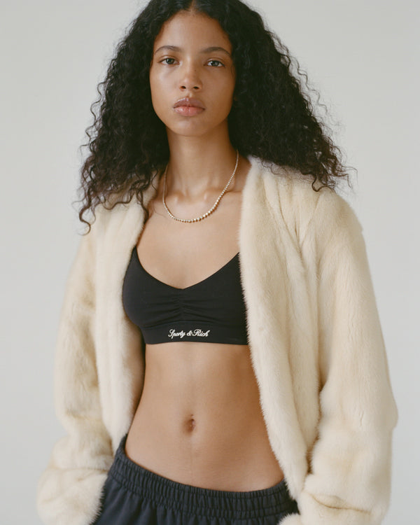 Sporty & Rich Signature Logo Mini Sports Bra - Black/White