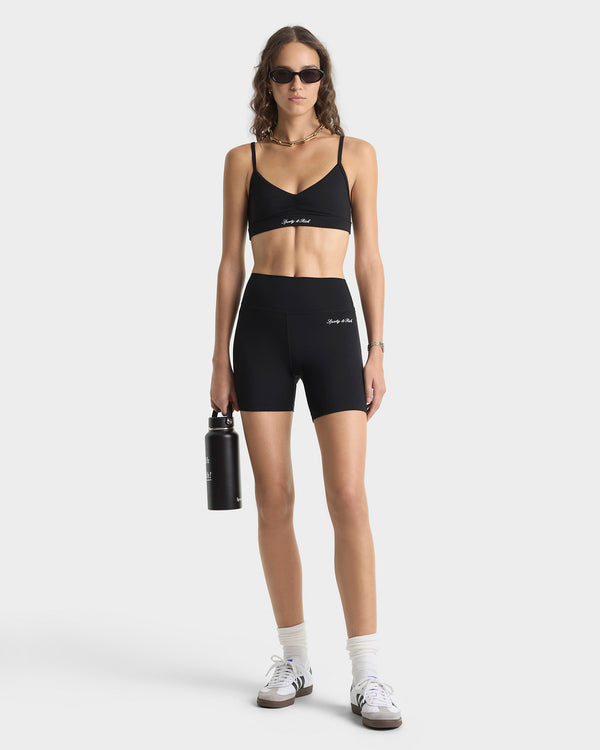 Sporty & Rich Signature Logo Mini Sports Bra - Black/White