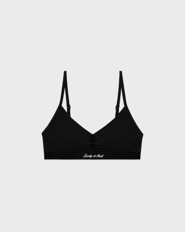 sporty & rich Signature Logo Mini Sports Bra - Black/White