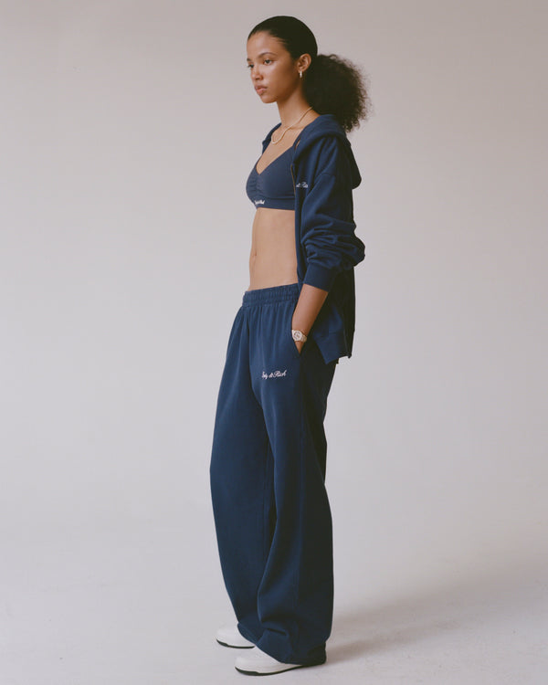 Sporty & Rich Signature Logo Mini Sports Bra - Dark Navy