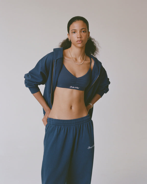 Sporty & Rich Signature Logo Mini Sports Bra - Dark Navy