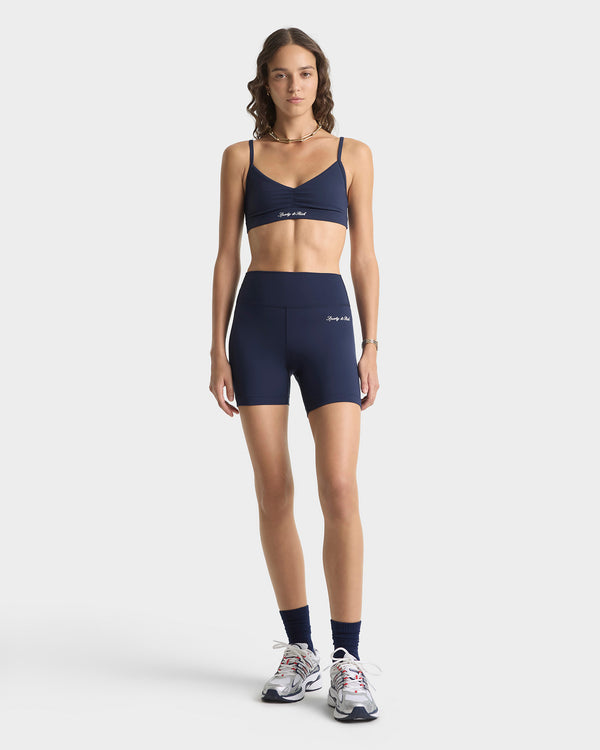 Sporty & Rich Signature Logo Mini Sports Bra - Dark Navy