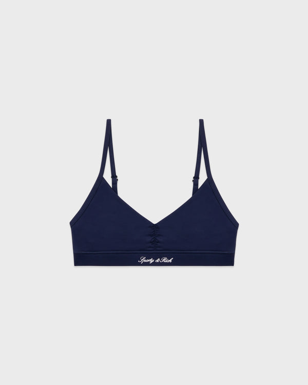 sporty & rich Signature Logo Mini Sports Bra - Dark Navy