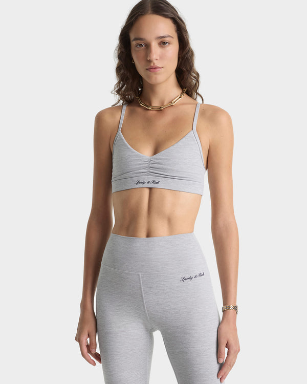 Sporty & Rich Signature Logo Mini Sports Bra - Heather Gray